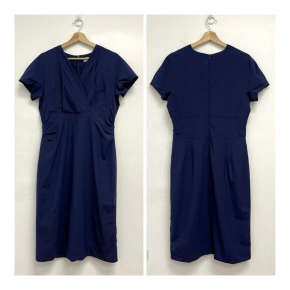 M.M. LaFleur Emma Stretch Wool-Blend V-Neck Knee-Length Career Dress - Size 12 - Picture 2 of 15